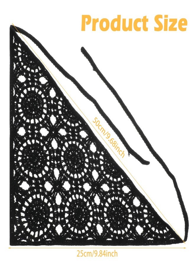Qulkws 2 Pcs Cute Knitted Crochet Head Scarf, Hollow Crochet Bandanas, Vintage Scarf Headbands, Headbands Hair Accessories for Women, Hair Styling Decor (White, Black) - Image 2